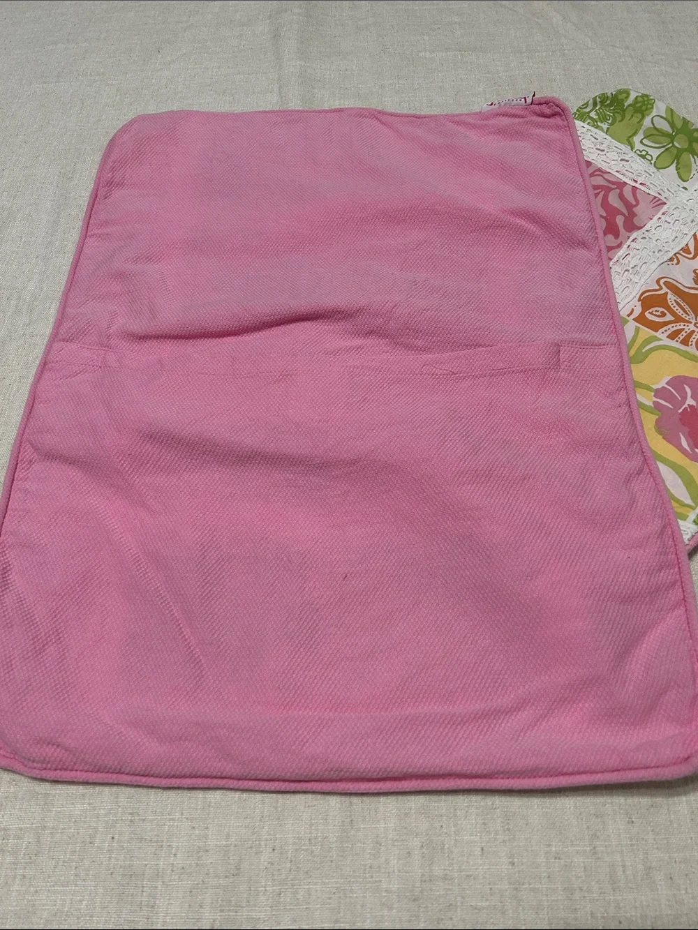 Lilly Pulitzer Patchwork Pillow Shams (2) Vibrant Pastel Floral With Lace Detail